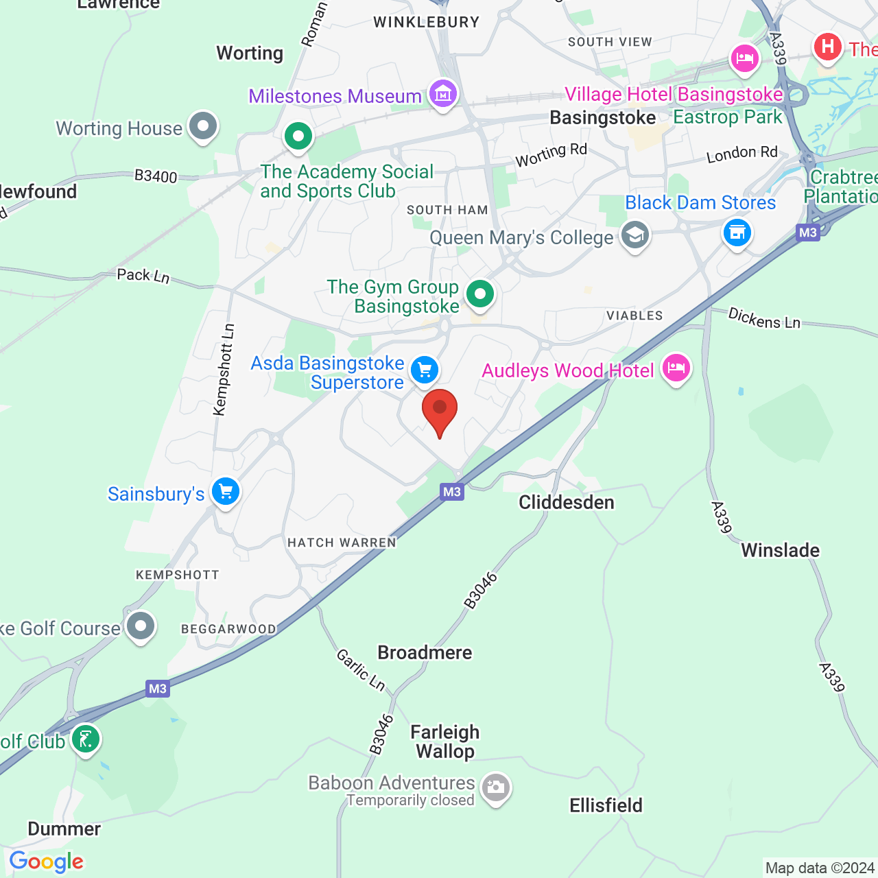 Map displaying vacancy location