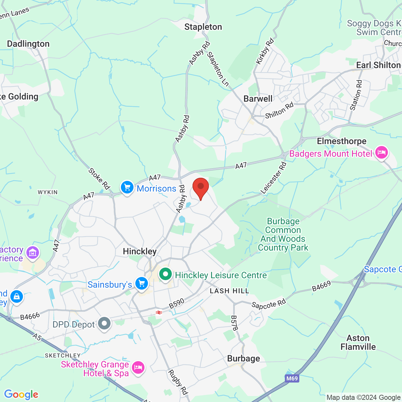 Map displaying vacancy location