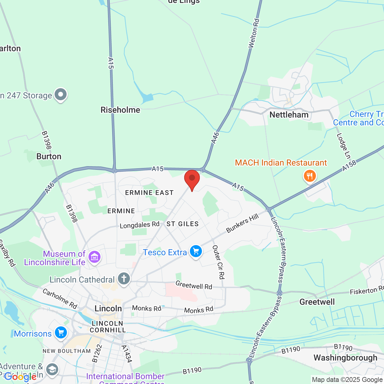 Map displaying vacancy location