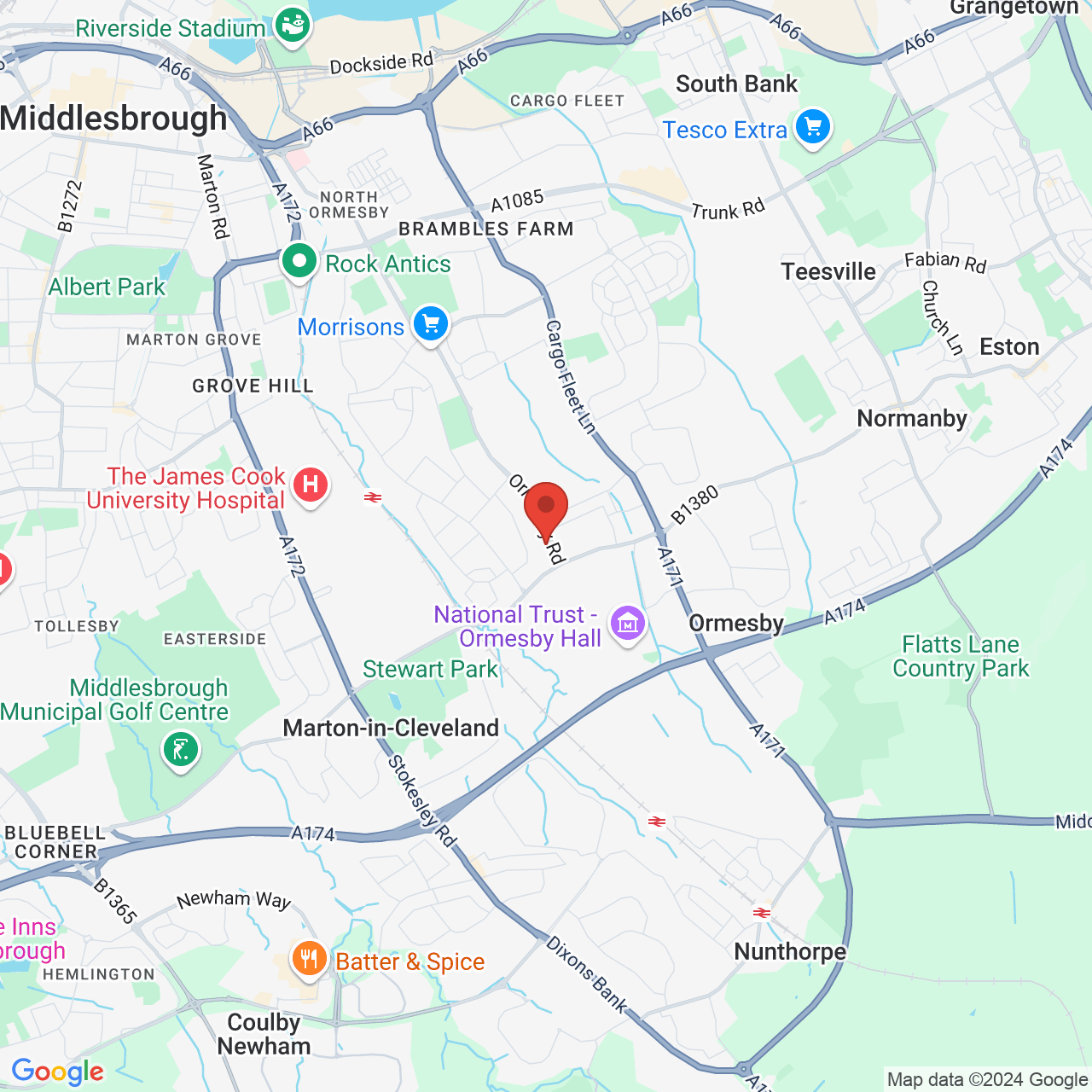 Map displaying vacancy location